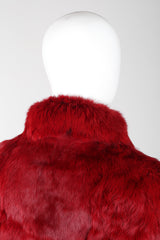 Recess Los Angeles Vintage Evans Oxblood Black Cherry Leather Trim Fur Coat