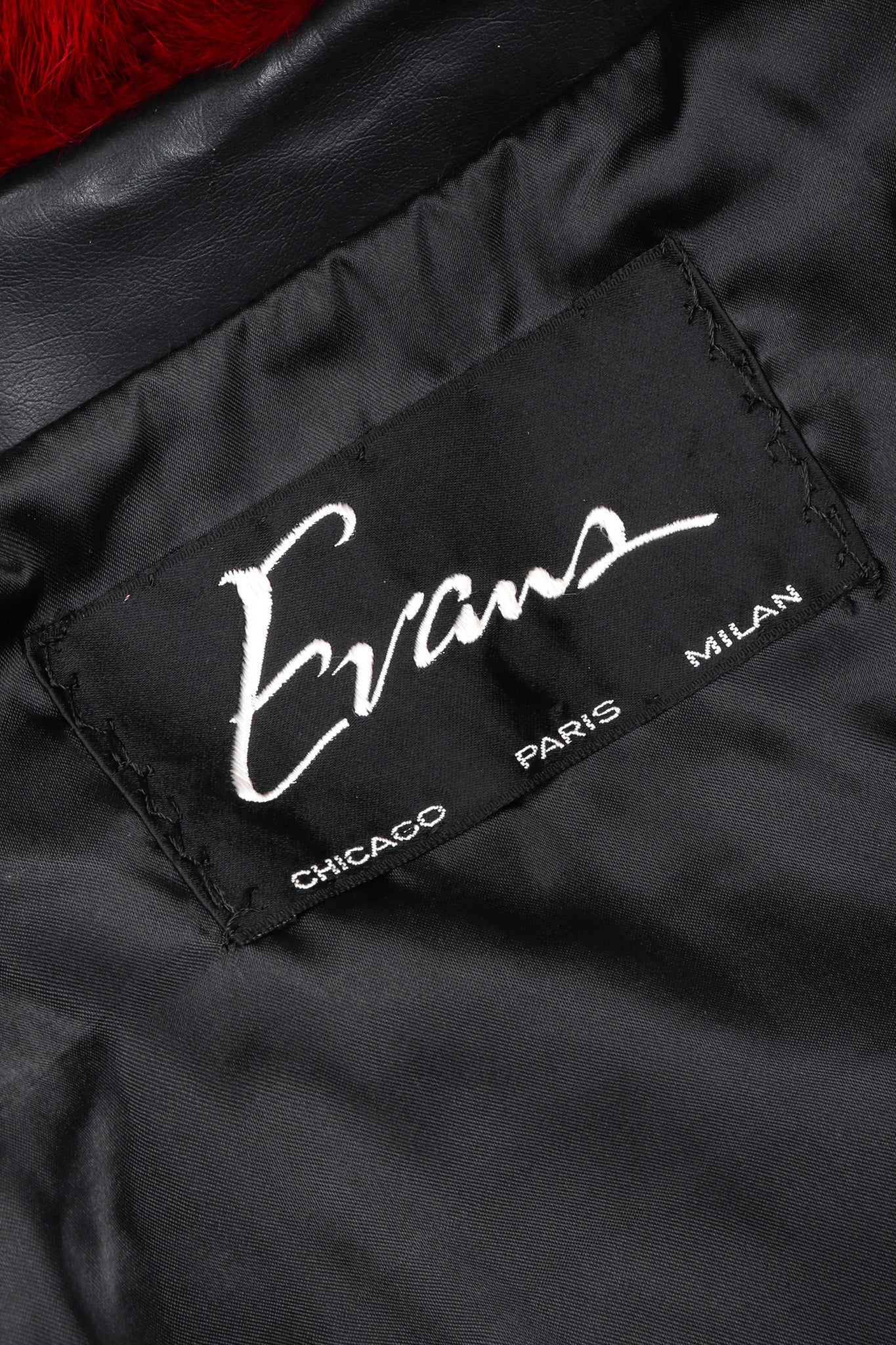 Recess Los Angeles Vintage Evans Oxblood Black Cherry Leather Trim Fur Coat