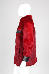 Recess Los Angeles Vintage Evans Oxblood Black Cherry Leather Trim Fur Coat