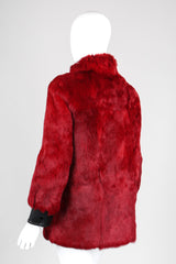 Recess Los Angeles Vintage Evans Oxblood Black Cherry Leather Trim Fur Coat