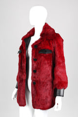 Recess Los Angeles Vintage Evans Oxblood Black Cherry Leather Trim Fur Coat