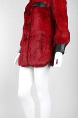 Recess Los Angeles Vintage Evans Oxblood Black Cherry Leather Trim Fur Coat