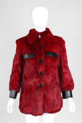 Recess Los Angeles Vintage Evans Oxblood Black Cherry Leather Trim Fur Coat