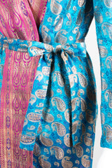 Felicia Viti Paisley Bronze Brocade Wrap Dress Smoking Robe