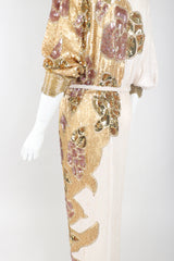 Recess Designer Consignment Vintage Fab Connection Beaded Sequined Blouson Batwing Dress Los Angele resale