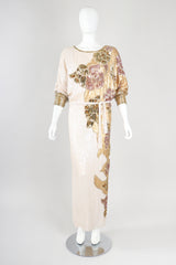 Recess Designer Consignment Vintage Fab Connection Beaded Sequined Blouson Batwing Dress Los Angele resale