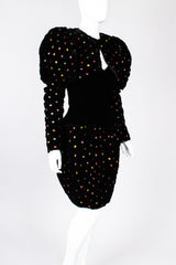 Recess Los Angeles Vintage Fabian Molina Metallic Dot Velvet Bubble Dress &  Mutton Gigot Sleeve Jacket Set Harry Met Sally
