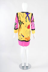 Recess Los Angeles Designer Consignment Vintage Fabrice Silhouette Colorblock Beaded School Classroom Doodle Math Shift Dress