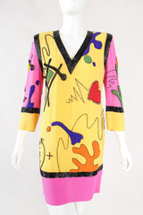 Recess Los Angeles Designer Consignment Vintage Fabrice Silhouette Colorblock Beaded School Classroom Doodle Math Shift Dress