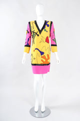 Recess Los Angeles Designer Consignment Vintage Fabrice Silhouette Colorblock Beaded School Classroom Doodle Math Shift Dress