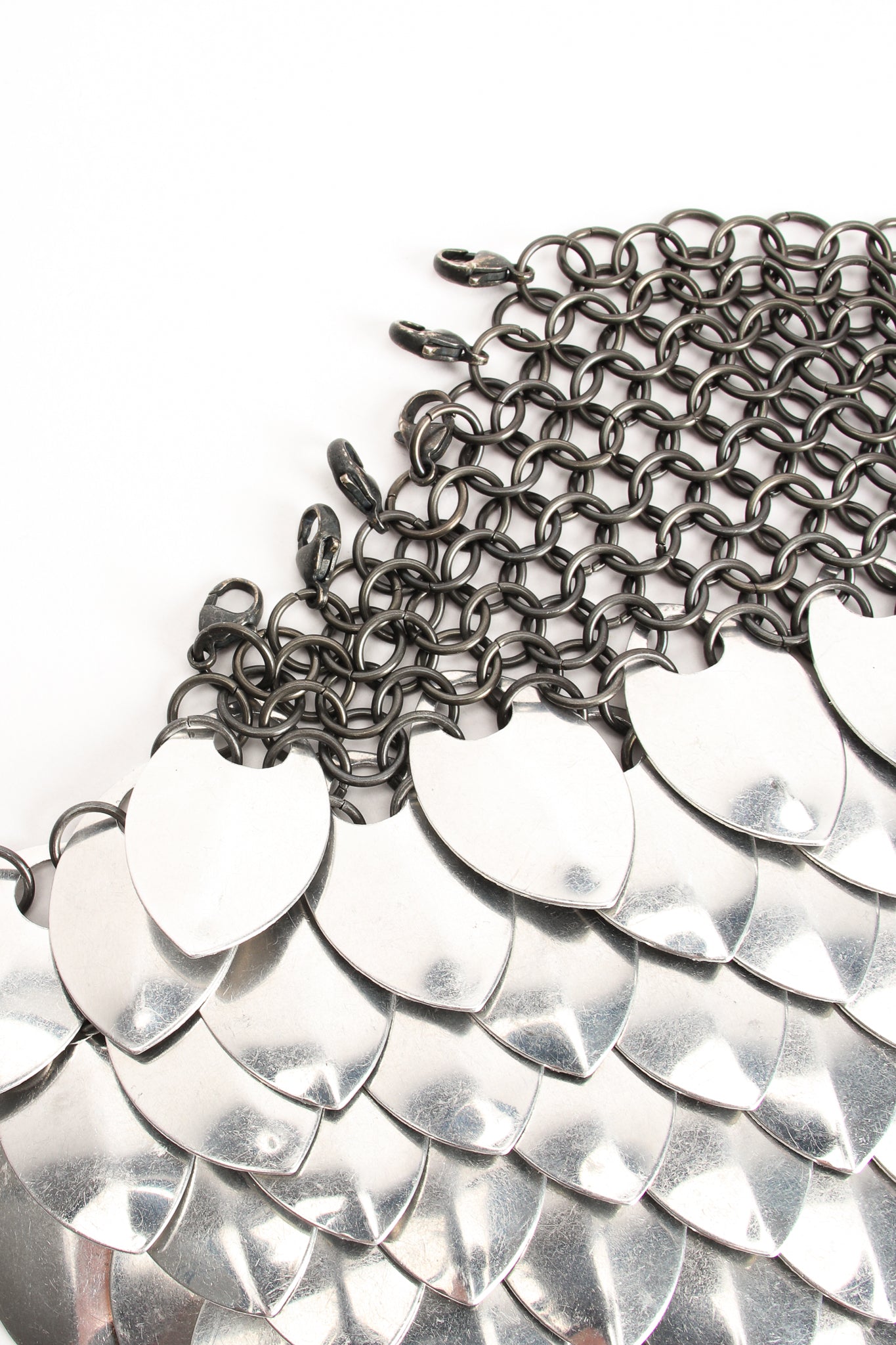 Vintage Chainmail Scale Yoke Collar Choker Necklace lobster clasps at Recess Los Angeles