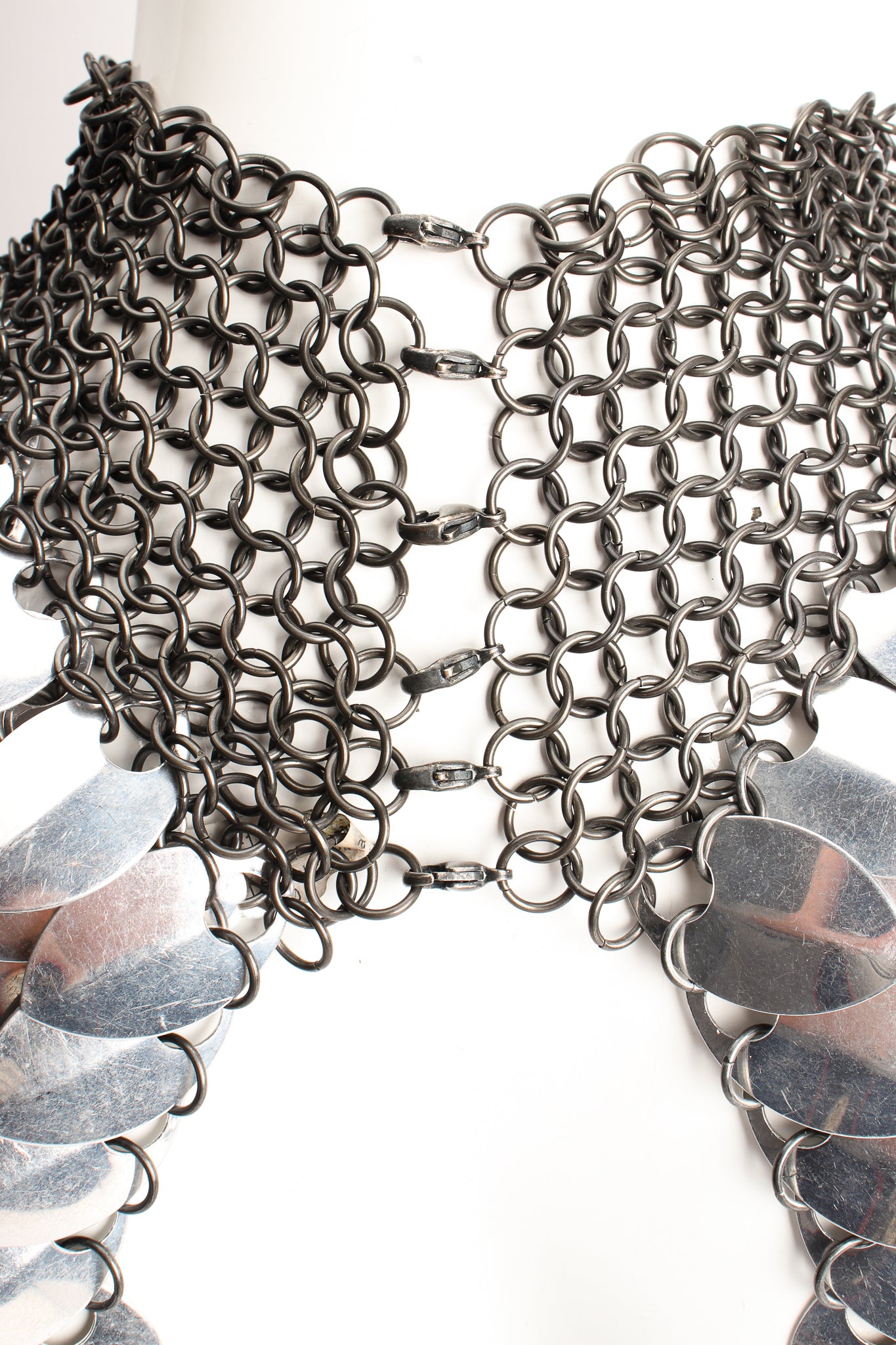 Vintage Chainmail Scale Yoke Collar Choker Necklace lobster clasp closures at Recess Los Angeles