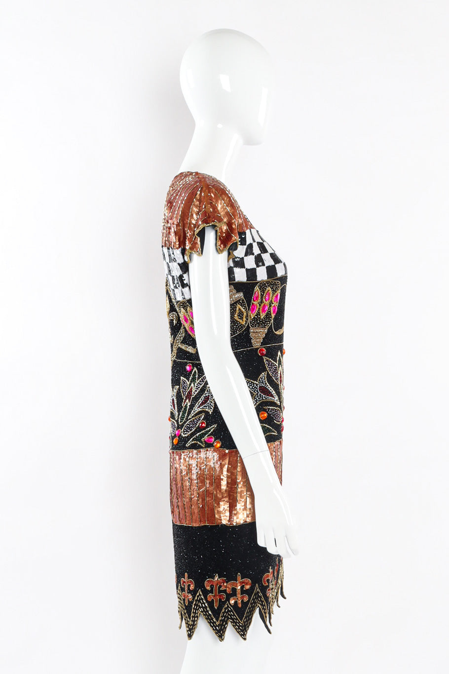 Multi Embellished Cocktail Dress by Fashion Creation Side View @recessla