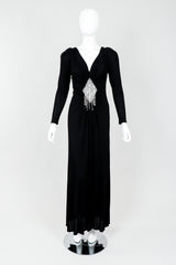 Vintage Felix Arbeo Draped Diamond Bead Waist Gown on Mannequin front at Recess Los Angeles