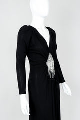 Vintage Felix Arbeo Draped Diamond Bead Waist Gown on Mannequin cropped at Recess Los Angeles
