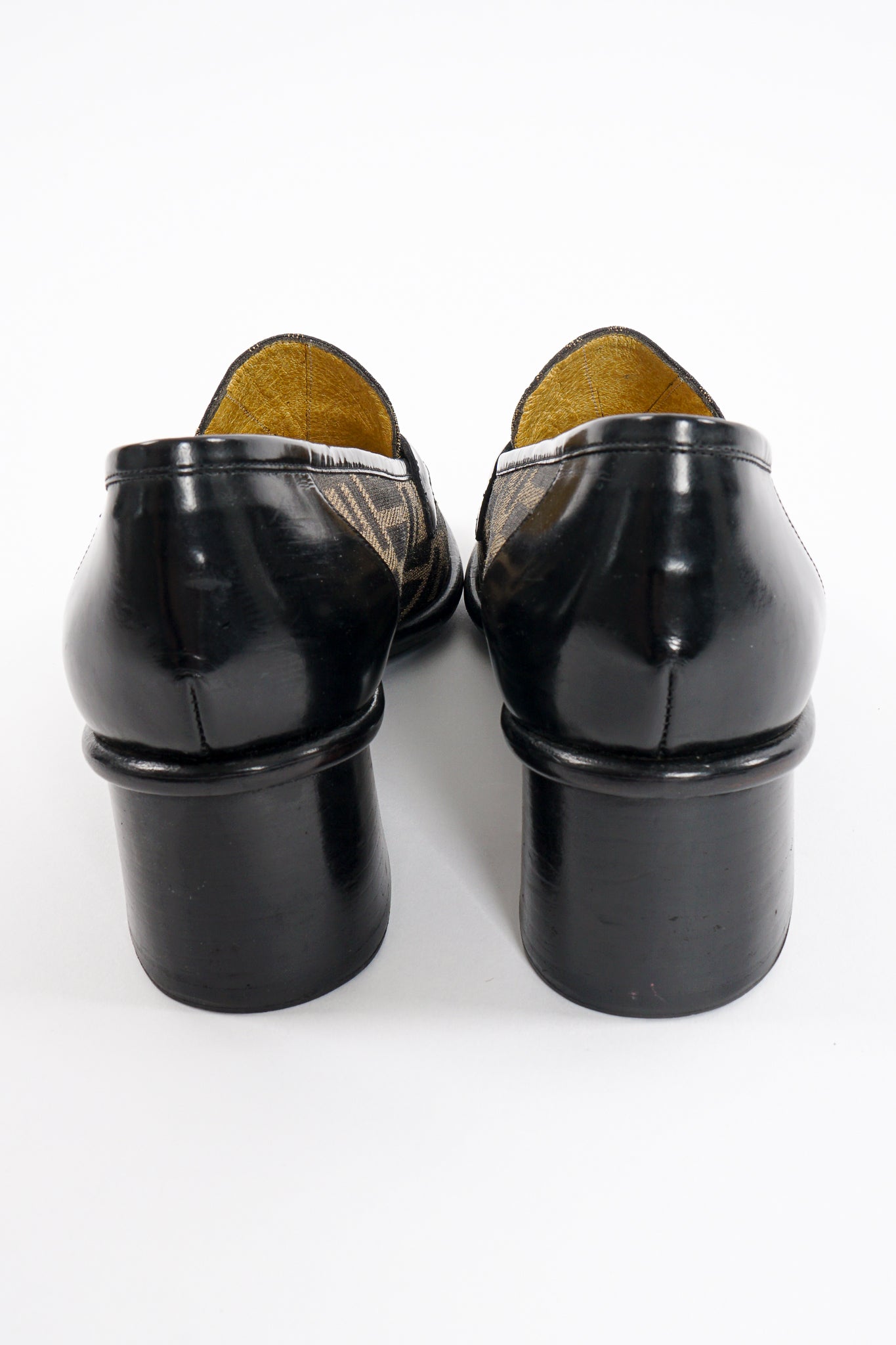 Vintage Fendi Zucca Monogram Loafers back heels at Recess Los Angeles