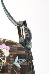 Recess Designer Consignment Vintage Fendi Zucca Zucchino Floral Embroidered Canvas Monogram Baguette Shoulder Bag Los Angeles Resale