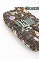 Recess Designer Consignment Vintage Fendi Zucca Zucchino Floral Embroidered Canvas Monogram Baguette Shoulder Bag Los Angeles Resale