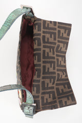 Recess Designer Consignment Vintage Fendi Zucca Zucchino Floral Embroidered Canvas Monogram Baguette Shoulder Bag Los Angeles Resale