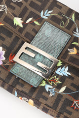 Recess Designer Consignment Vintage Fendi Zucca Zucchino Floral Embroidered Canvas Monogram Baguette Shoulder Bag Los Angeles Resale