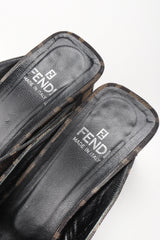 Recess Los Angeles Vintage Fendi Double F Karl Lagerfeld Zucca Monogram Block Heel Mules
