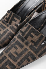 Recess Los Angeles Vintage Fendi Double F Karl Lagerfeld Zucca Monogram Block Heel Mules