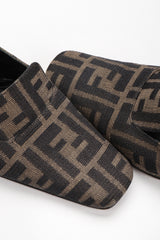 Recess Los Angeles Vintage Fendi Double F Karl Lagerfeld Zucca Monogram Block Heel Mules