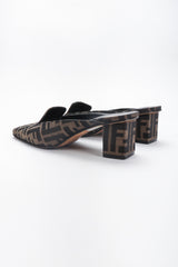 Recess Los Angeles Vintage Fendi Double F Karl Lagerfeld Zucca Monogram Block Heel Mules
