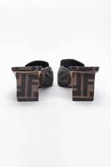 Recess Los Angeles Vintage Fendi Double F Karl Lagerfeld Zucca Monogram Block Heel Mules