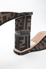 Recess Los Angeles Vintage Fendi Double F Karl Lagerfeld Zucca Monogram Block Heel Mules