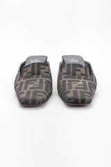 Recess Los Angeles Vintage Fendi Double F Karl Lagerfeld Zucca Monogram Block Heel Mules