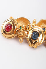 Recess Los Angeles Vintage Fendi Gold Multistone Multicolor Ladder Link Artichoke Flowers Double F Clasp