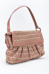 Recess Los Angeles Vintage Fendi Zucca Double F Monogram Magnetic Closure Tan Pink Leather Strap