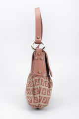 Recess Los Angeles Vintage Fendi Zucca Double F Monogram Magnetic Closure Tan Pink Leather Strap