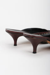 Recess Los Angeles Vintage Fendi Brown Zucca F Monogram Leather Sole Mules Square Toe