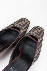 Recess Los Angeles Vintage Fendi Brown Zucca F Monogram Leather Sole Mules Square Toe