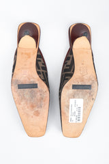 Recess Los Angeles Vintage Fendi Brown Zucca F Monogram Leather Sole Mules Square Toe