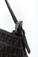 Recess Los Angeles Vintage Fendi Zucca Double F Monogram Mini Bag Brown Leather Shoulder Strap Zipper Rectangle