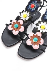 Recess Designer Consignment Vintage Fendi 2016 Flowerland Gladiator Leather Sandals Los Angeles Resale