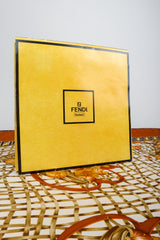 Vintage Fendi Zucca Basket Backpack Print Silk Scarf with original box