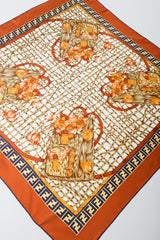 Vintage Fendi Zucca Basket Backpack Print Silk Scarf diagonal flat