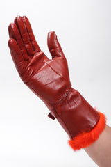 Recess Los Angeles Vintage Fendi Kid Leather Fur Trim Gloves