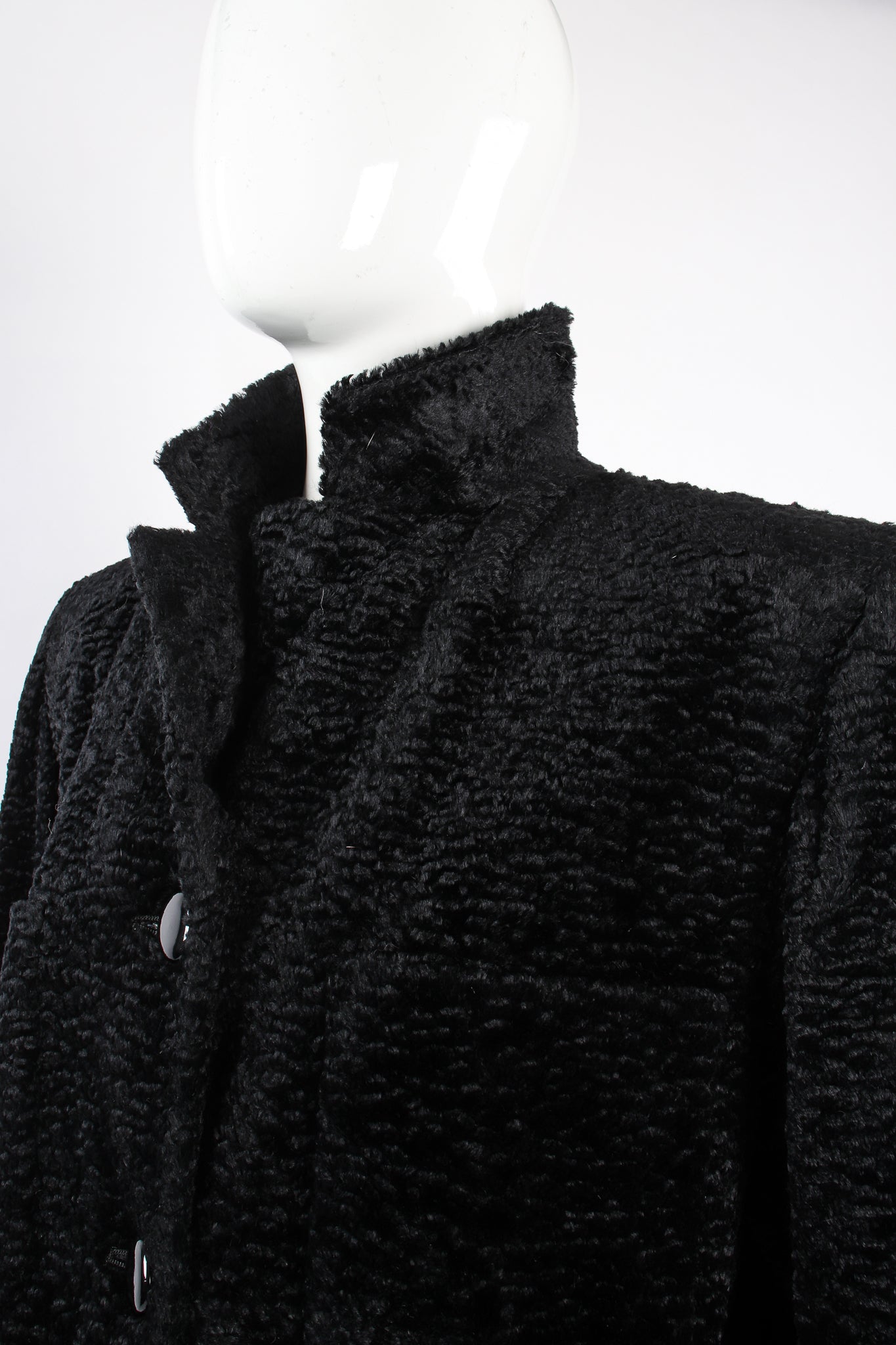 Vintage Fendi Faux Astrakhan  Curly Lamb Coat on Mannequin collar at Recess Los Angeles