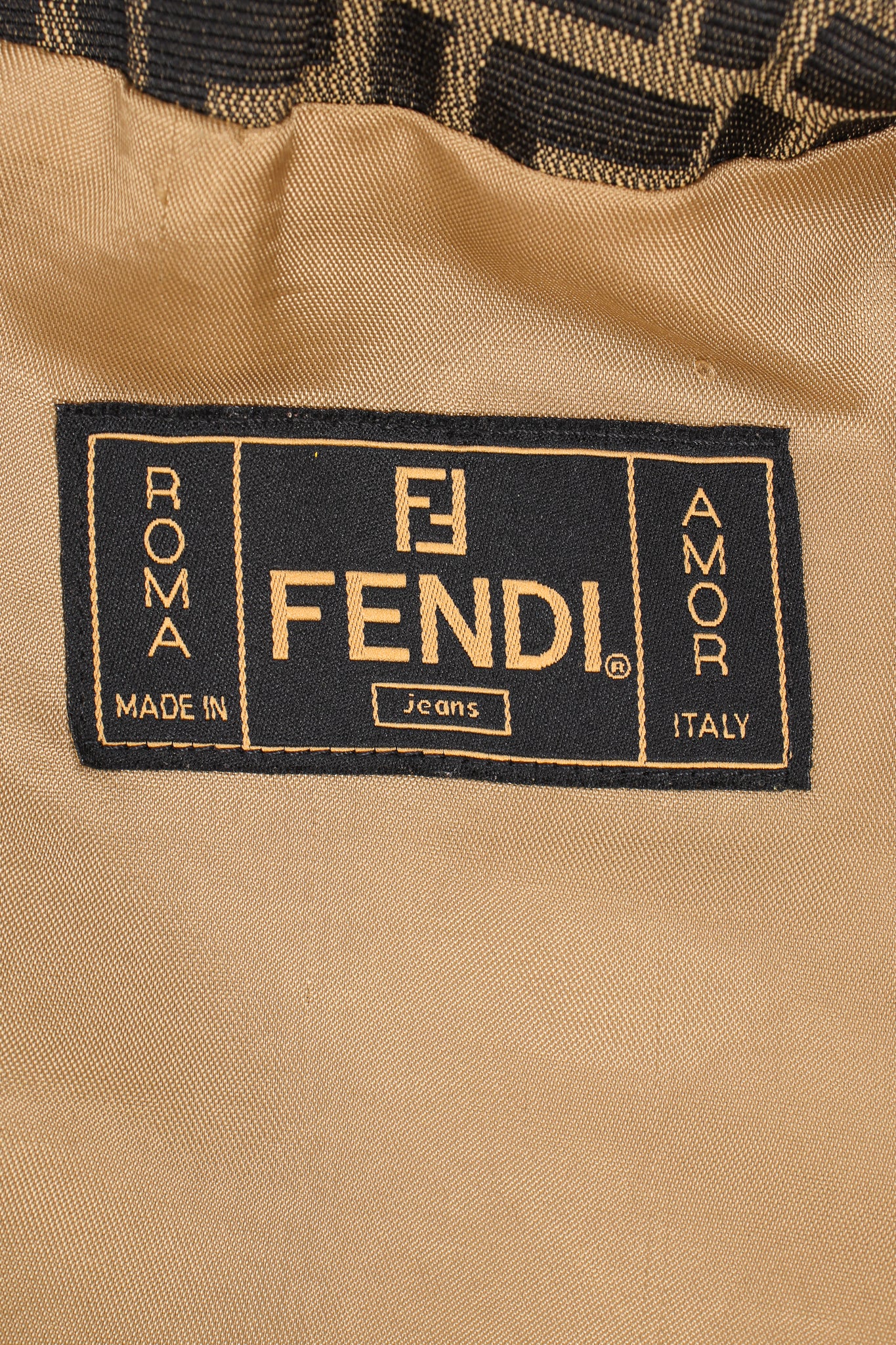 Vintage Fendi Zucca Monogram Zip Swing Jacket label at Recess Los Angeles