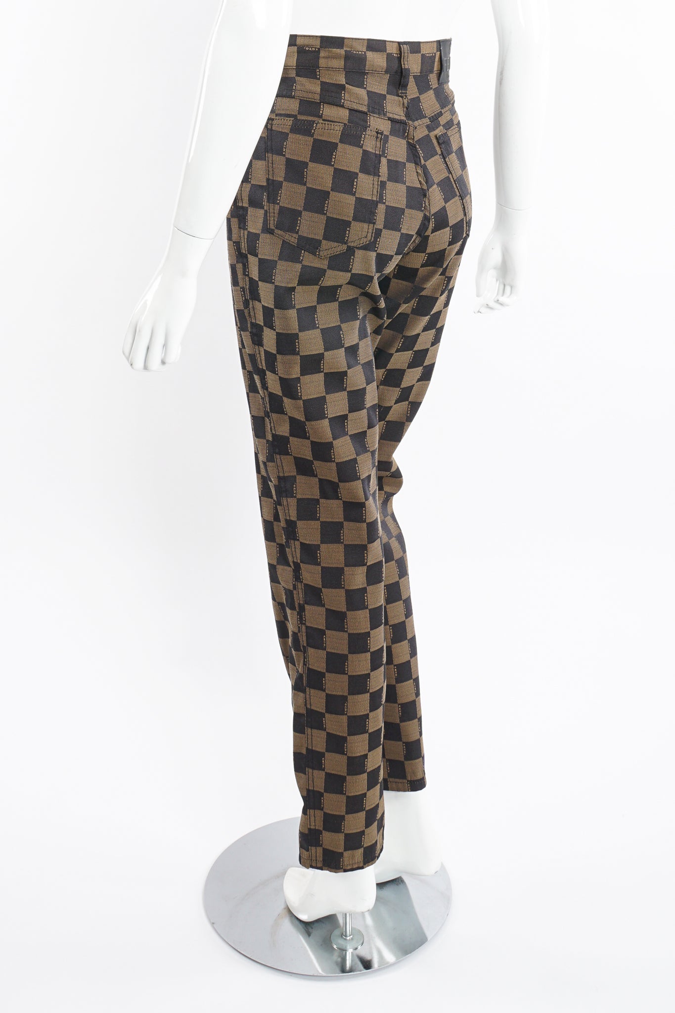 Vintage Fendi Checkerboard Monogram Pant on Mannequin back angle at Recess Los Angeles