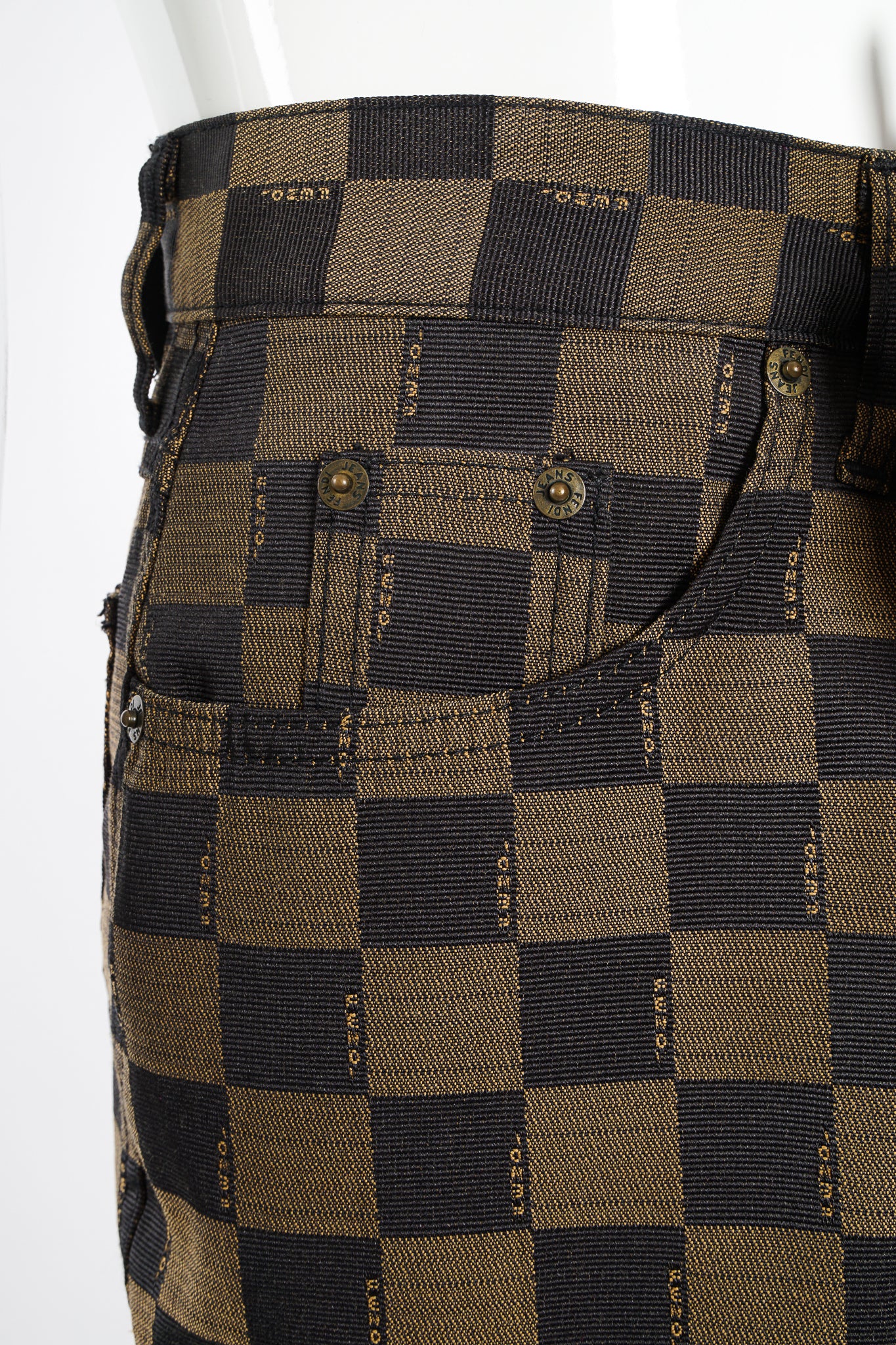 Vintage Fendi Checkerboard Monogram Pant detail  at Recess Los Angeles