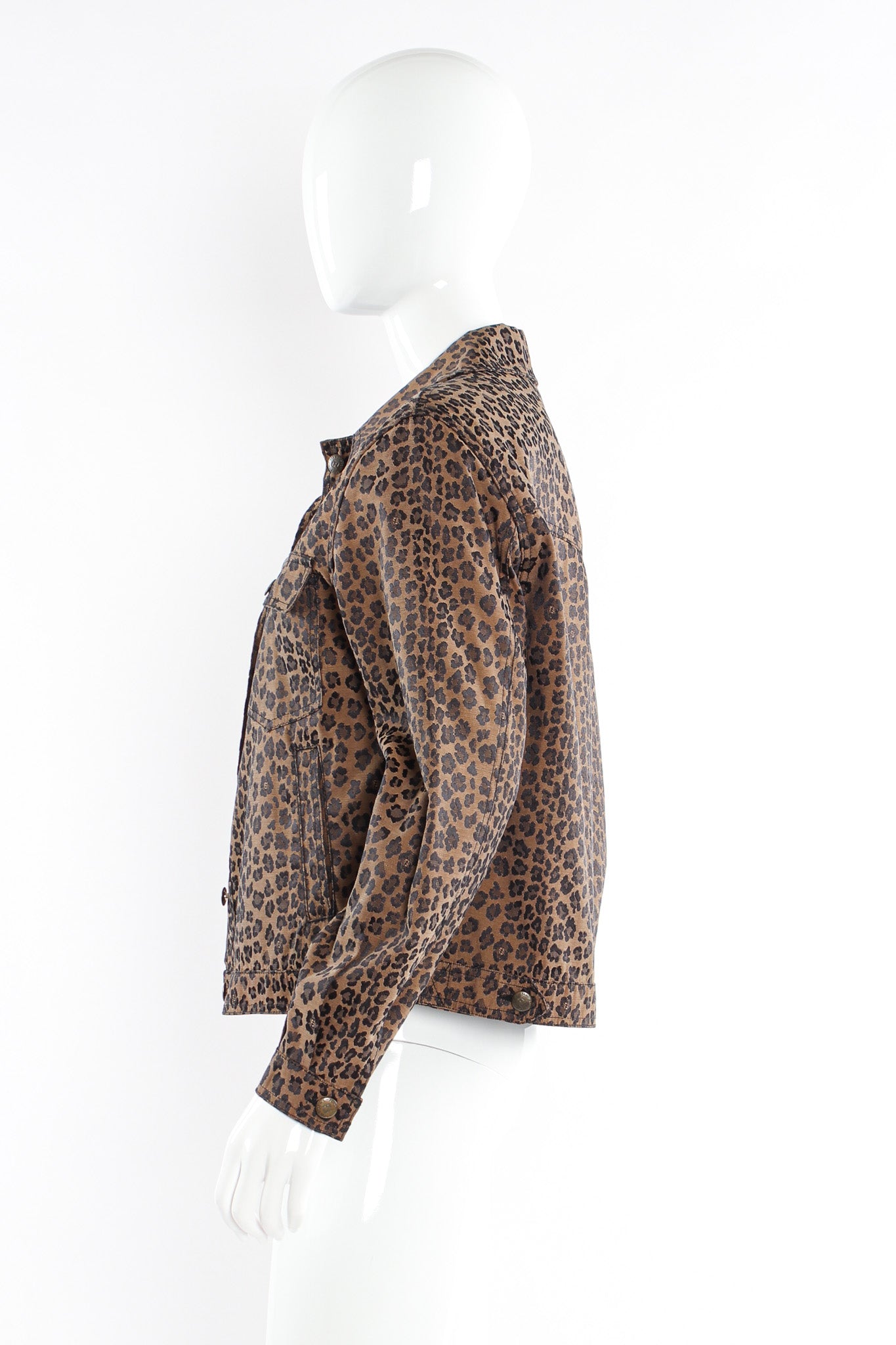 Vintage Fendi Leopard Signed Logo Print Jacket mannequin side @ Recess LA