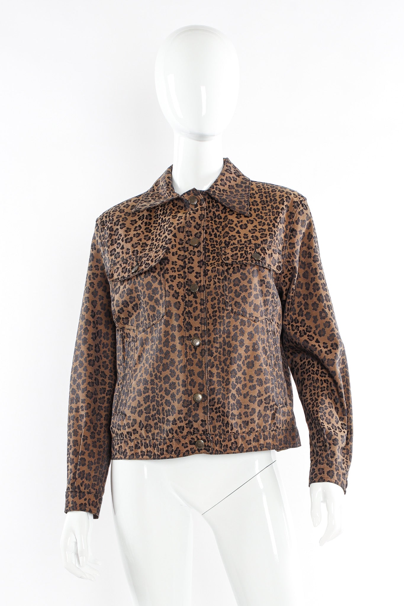 Vintage Fendi Leopard Signed Logo Print Jacket mannequin front @ Recess LA