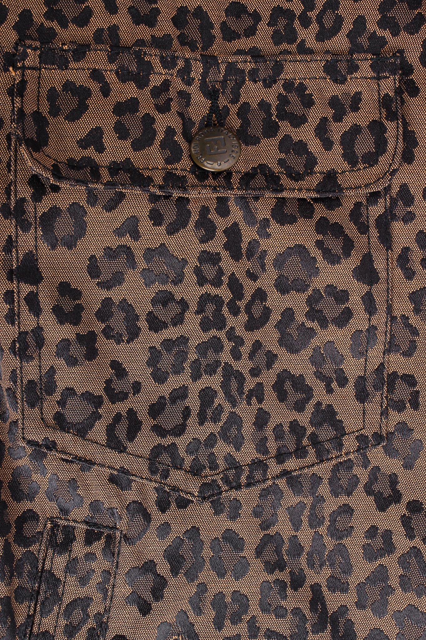 Vintage Fendi Leopard Signed Logo Print Jacket chest pocket @ Recess LA