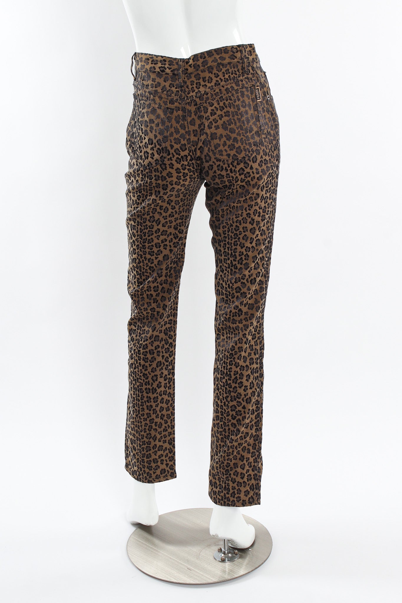 Vintage Fendi Leopard Signed Logo Print Jeans mannequin back @ Recess LA